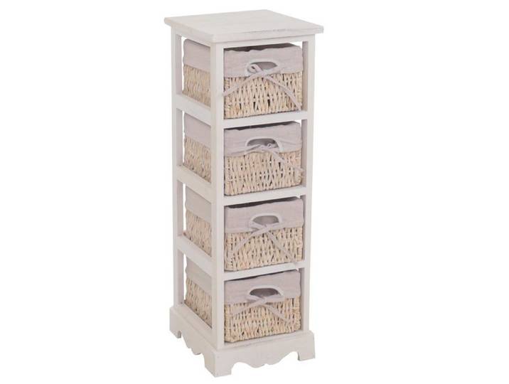 Commode / étagère 4 paniers 25x28x74cm shabby vintage blanc