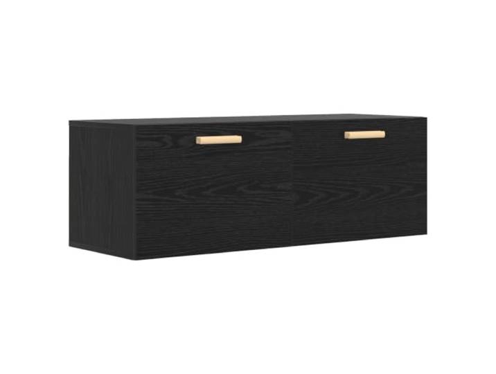 RJPLMFV Wandschrank, Eiche, Schwarz, 100 x 36,5 x 35 cm, Verbundholz Platzsparendes Wanddesign, wendbare Tür, feuchtigkeitsbeständig, pflegeleicht, moderner Stil
