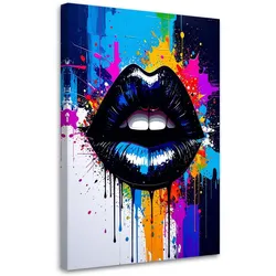LEINWANDBILD Abstrakt schwarze Lippen Farbe 40x60cm