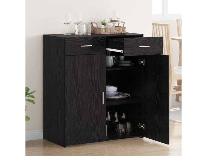 Noir BUFFET RANGEMENT CHIC Meuble de rangement avec tiroir Chêne noir 80x42.5x93.5 cm N16738