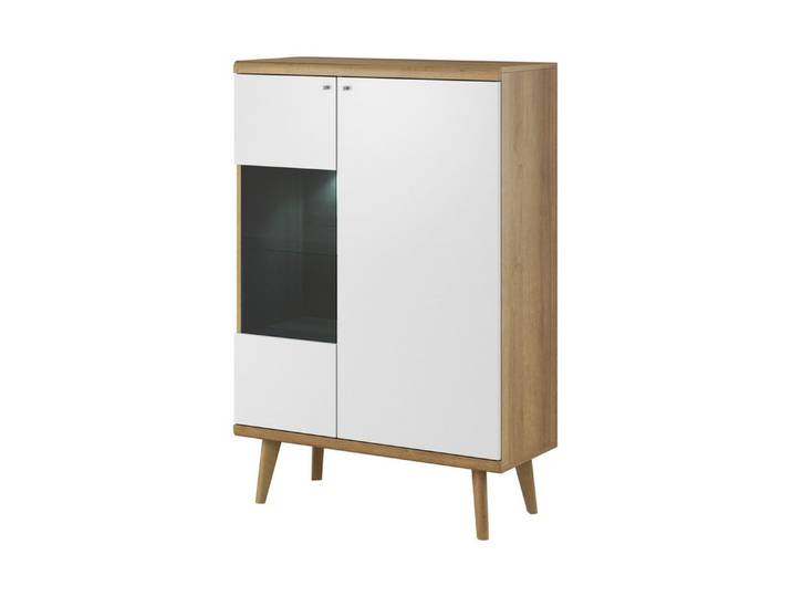 MOEBLO Standvitrine RUBIN (Schrank Glasvitrine Einlegeböden Dekoration) 90x134x40