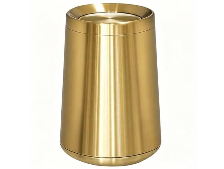 LEASYLIFE 8 l Messing-Mülleimer mit Schwingdeckel, gebürstetes Nickel-Gold, matt-goldener Mülleimer für Badezimmer, Puderzimmer, Schlafzimmer, Waschküche (Gold - 32-8 l)