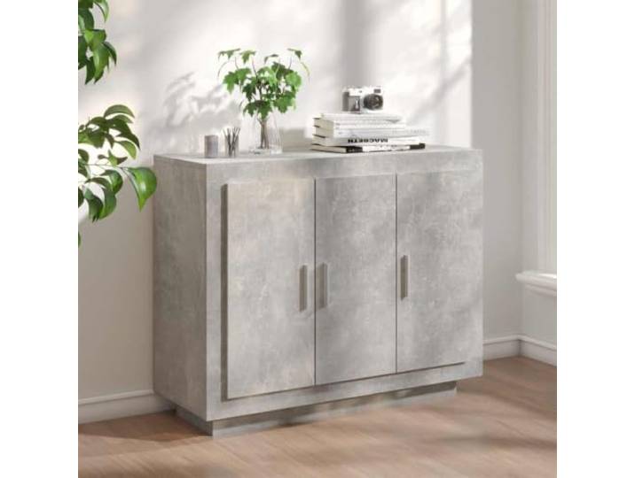 RJPLMFV Anrichte, grau, Beton, 92 x 35 x 75 cm, Holz, Technik Türen und Regale, Wohn- und Schlafzimmer, Ausstellungsfläche, leicht zu reinigen, Wandbefestigung inklusive