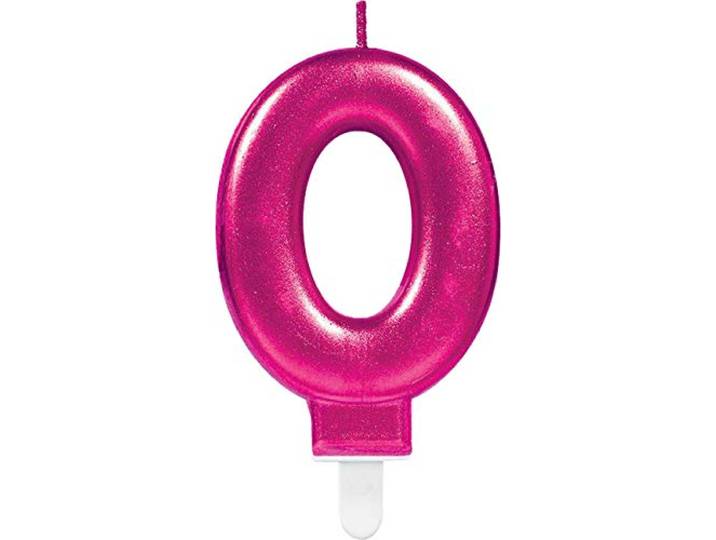 (PKT) volwassen metallic roze kaars nummer 0