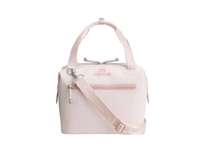 Stanley 1913 All-Day Julienne Kühltasche Klein 7L - Lunchtasche Kühlt 12 Stunden - 100% Recyceltes Polyester - Tragegriff - Reißverschlussöffnung - Anpassbare Riemen - Netztaschen - Rose Quartz