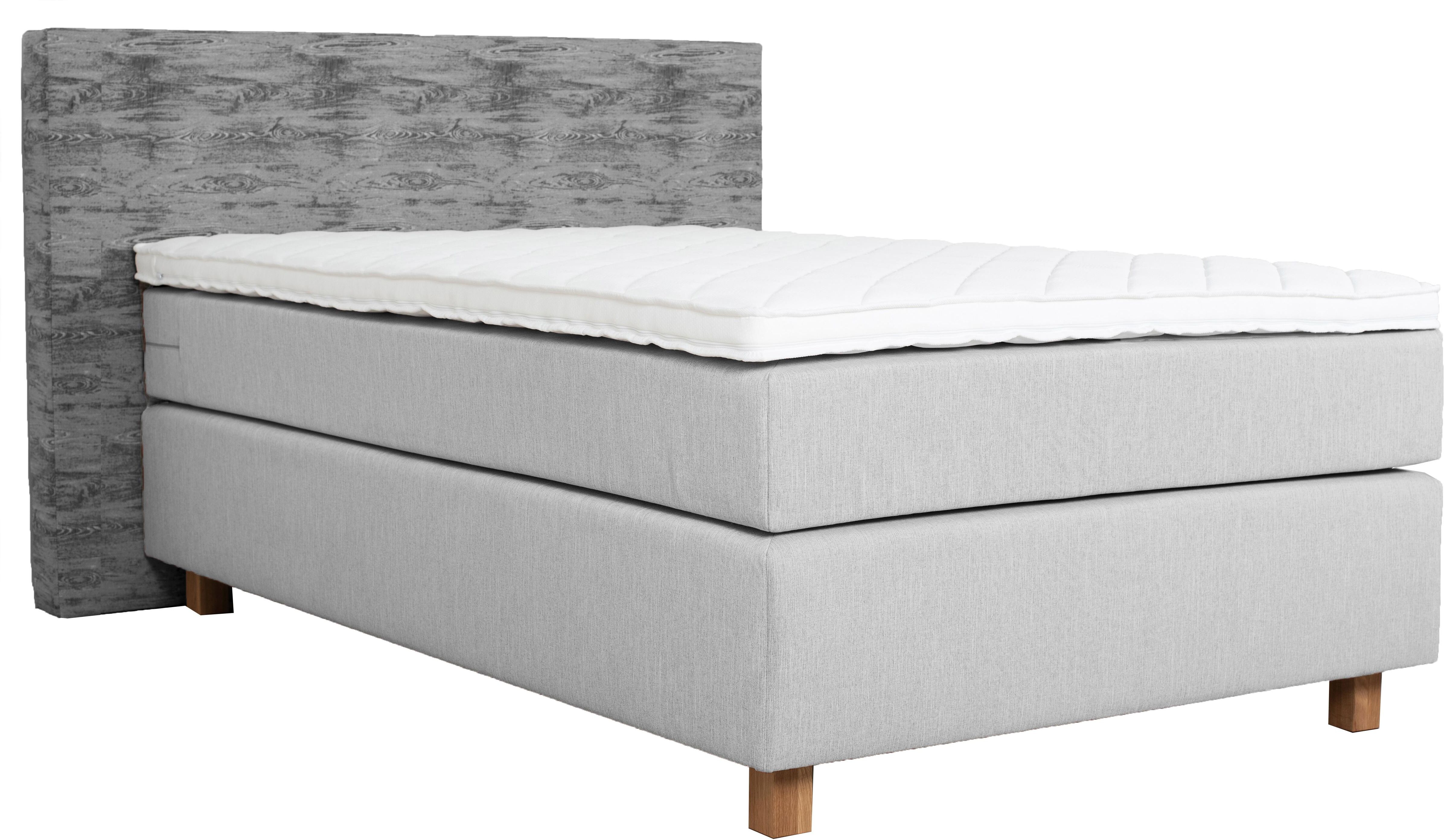 Boxspringbett HOME AFFAIRE "Iris", grau (hellgrau), B:141cm L:215cm, Holz teilmassiv, Stoff, Komplettbetten, Boxspringbett, inklusive Topper, in 4 Breiten, 3 Ausführungen, 3 Härtegrade