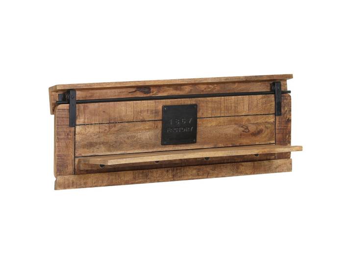 Landscape Wandboard, Natur, Holz, Metall, Mangoholz, massiv, 100x38x25 cm, Küchen, Küchenmöbel, Küchenregale