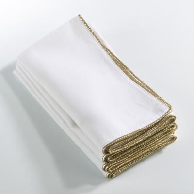 Saro Lifestyle Luana Collection Metallic Trimmed Dinner Napkins (Set of 4)