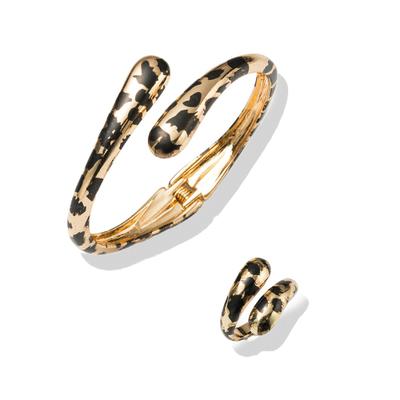 Schmuckset FIRETTI "Multipack Schmuck Geschenk Kupfer Ring Armreif Animalprint", gold (gelbgoldfarben, schwarz), Schmuck_Sets, Damen, Kupfer, glänzend, Schmuckset, Made in Germany