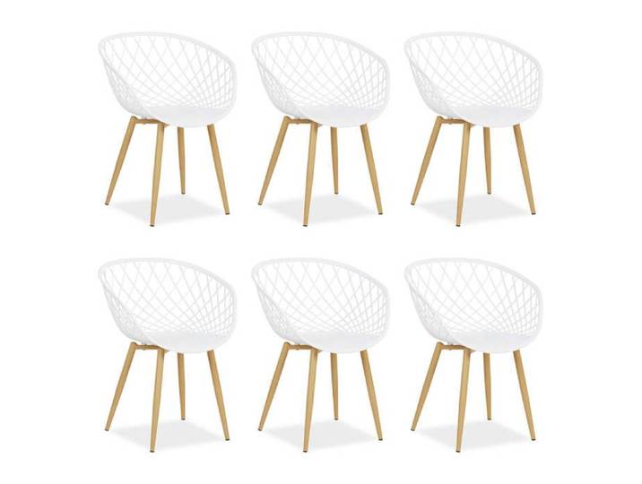 Chaise de jardin avec accoudoirs Blanc Lot de 6 Fauteuils de jardin Plastique Chaises exterieur Chaises interieur Chaise de terrasse