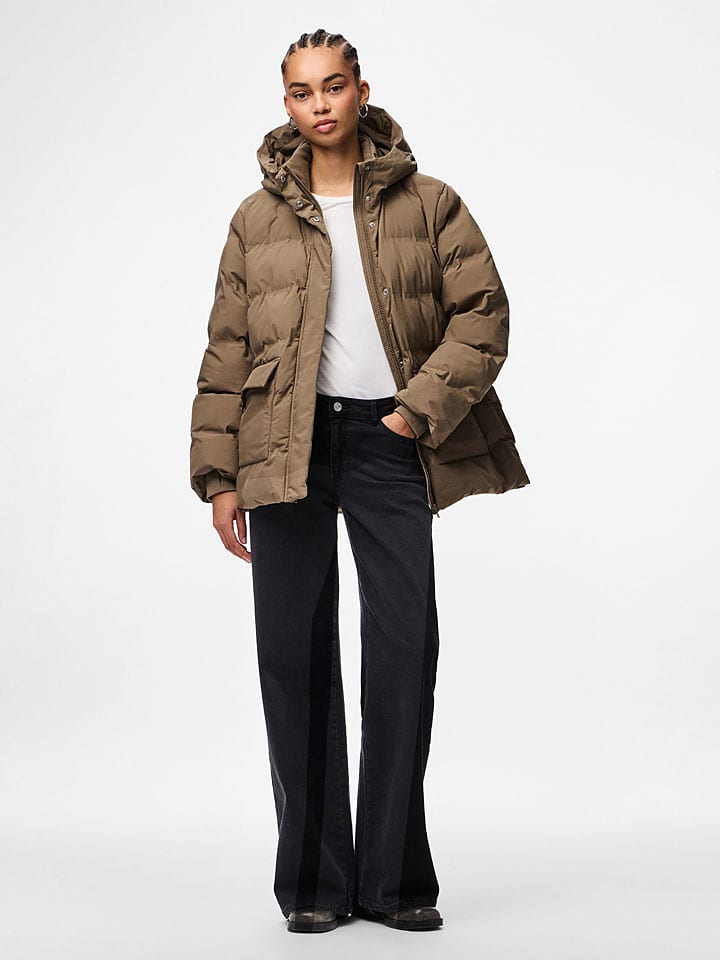 Pieces Winterjacke in Taupe - XL
