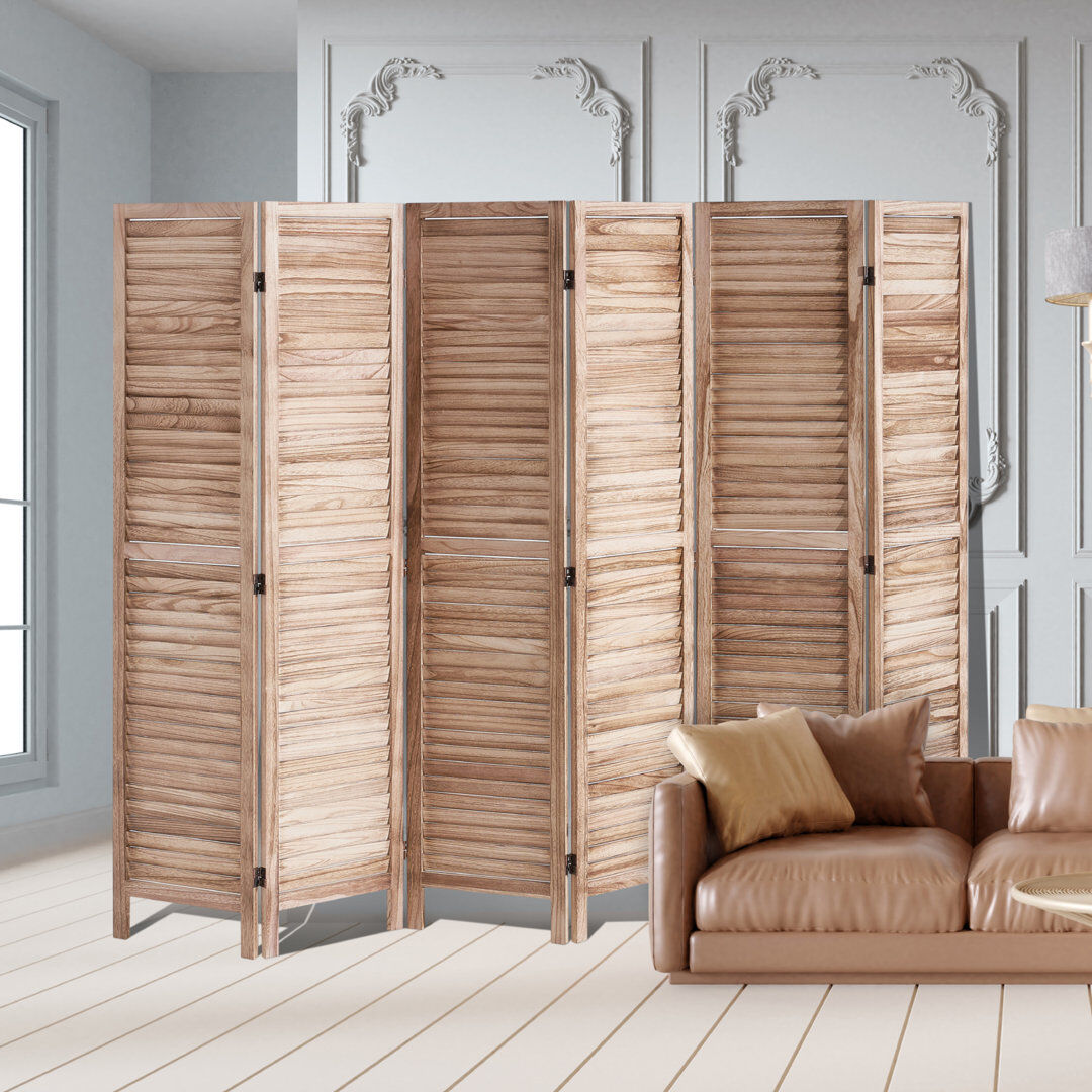 VEVOR Wood Room Divider, 6 Panel Wood Folding Privacy Screen, 66.9 Inches Tall Indoor Louvered Partition Divider Wood 1.9cm H X 170cm W X 242cm D