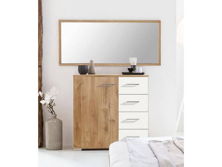 Kombikommode WIMEX Petra/Pamela , weiss (plankeneichefarben, weiß), B:81cm H:82cm T:41cm, Sideboards, Kombikommode