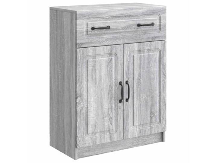 TEKGHUT Sideboard Graues Sonoma 66 x 34,5 x 87 cm Holzwerkstoff Mehrere Brettregale, Metallgriffe, 90°-Pendeltüren, rechteckiges Profil, Holzwerkstoff, Wohnzimmer, Essbereich