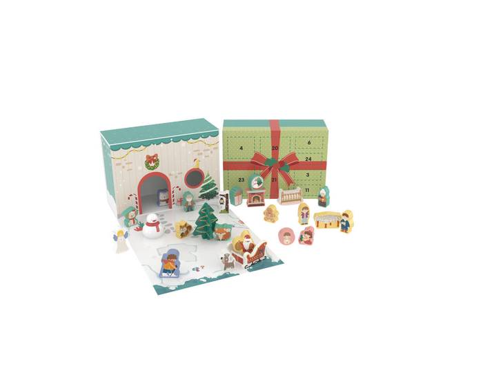 X-Mas Adventskalender, mehrfarbig, Papier, 10.7x18.2x25.2 cm, mit Spielfiguren, Spielzeug, Sonstiges Spielzeug