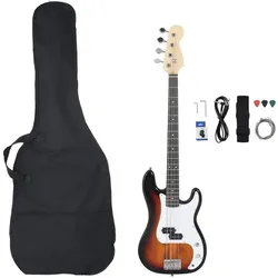vidaXL Yadendorf (E-Bass, Birkenholz, Holzwerkstoff, Massives Bergahornholz, Oxford-Stoff), Gitarre, Mehrfarbig, Weiss, Schwarz, Braun