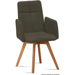 ARMLEHNSTUHL (8er-Set) Dinah 52x92x60 Eiche geölt/Khaki