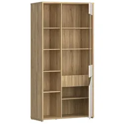Aucune, Vitrine + Buffetschrank, Vitrine – PoeM – 2 Türen, 1 mit Glas – Sand/Eiche – 99,5 x 42 x 196,6 cm (99.50 x 42 x 196.60 cm)