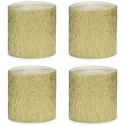 PartyDeco 4 Krepppapier Rollen 5cm x 10m Krepp Papier Set zum Basteln Dekorieren Kreppband Floristenkrepp Hochzeit Deko Bastelbedarf Bastelzubehör Gold metallic