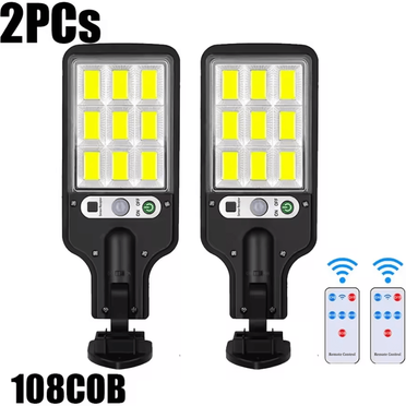 Inspire Curations 108 COB Solar Motion Sensor Light 3 Mode Outdoor Security Wall Lamp 2pc