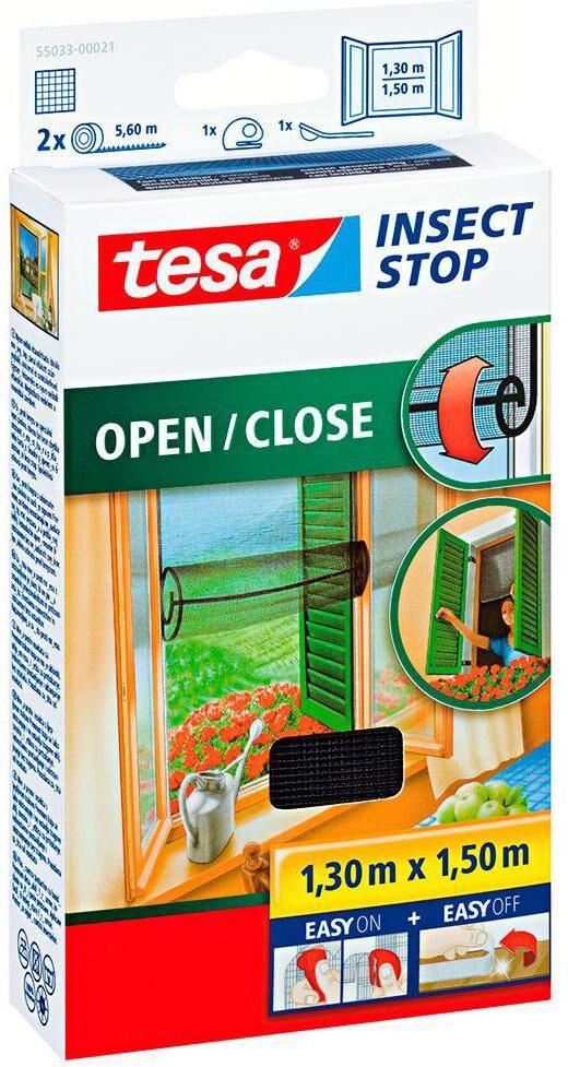 Fliegengitter-Gewebe TESA "Insect Stop Open/Close anthrazit", grau (gewebe: grau), B:130cm H:150cm, Insektenschutzgitter, Fliegengitter-Gewebe gewebe: grau B/H: 130cm x 150cm
