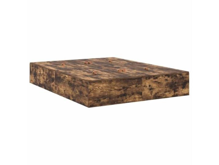 PUGYNBK Lagerbett Eiche rauchfarben 150 cm Massives Kiefernholz, integrierte Schubladen, ohne Lattenrost, einfache Reinigung