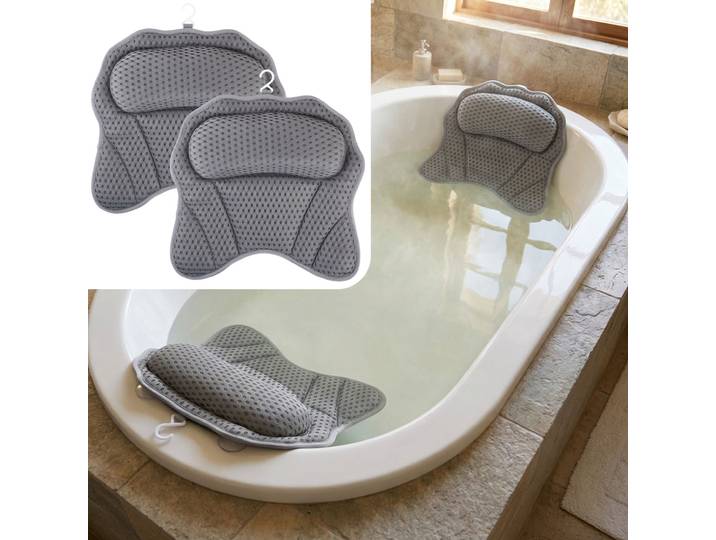 2er-Set Ergonomisches Badewannenkissen mit Saugnäpfen