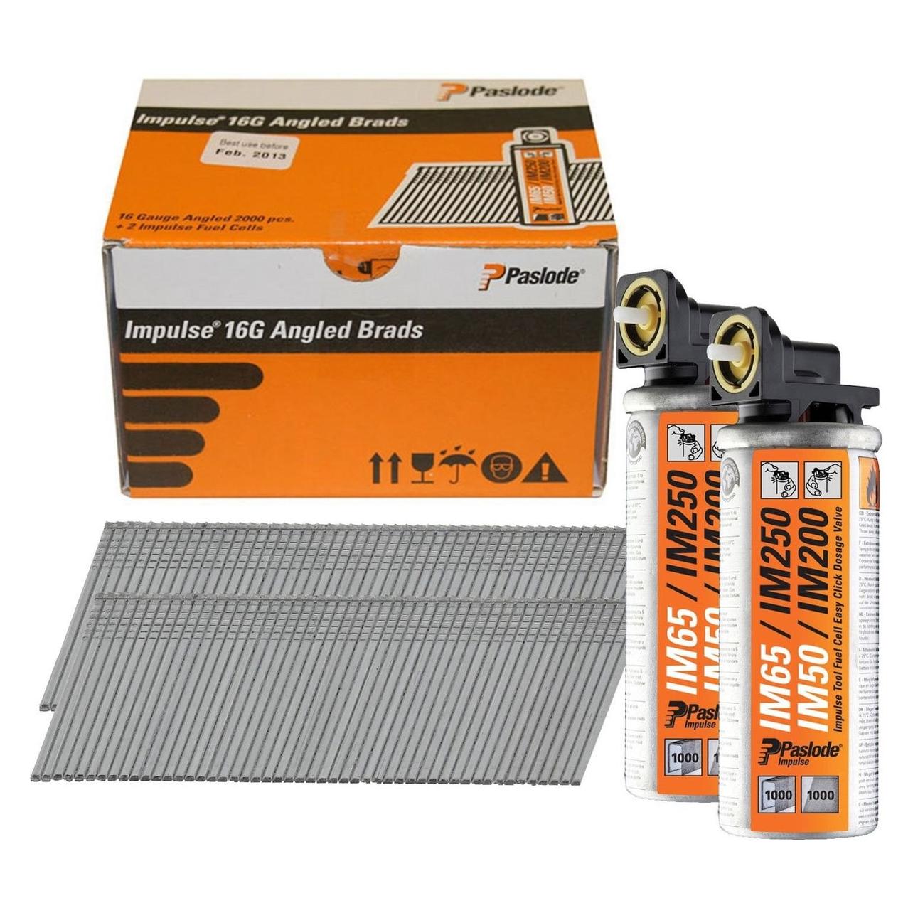 Paslode Impulse Packs 2000 Stifnägel 1,6 x 38 mm galvanisiert + Gas (2000 Stk., 38 mm) (300271)