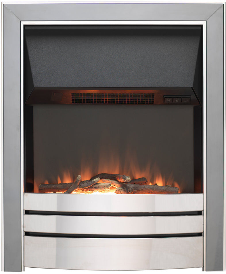 Ida Belfry Heating 49 cm W Electric Fireplace Chrome/Black Nickel Overlay 58cm H X 49cm W X 7.5cm D