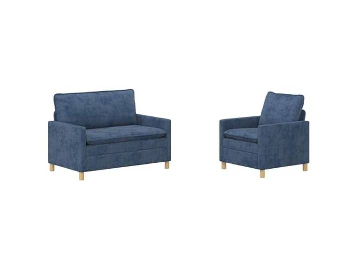 KUTYWEXFM Sofaset 2-Teilig Couch Set Blau Metallrahmen Modern Polstersofa Komfortable Polstergarnitur mit abnehmbarem Bezug und stabilem Metallgestell für Wohnzimmer, Büro oder Lounge.