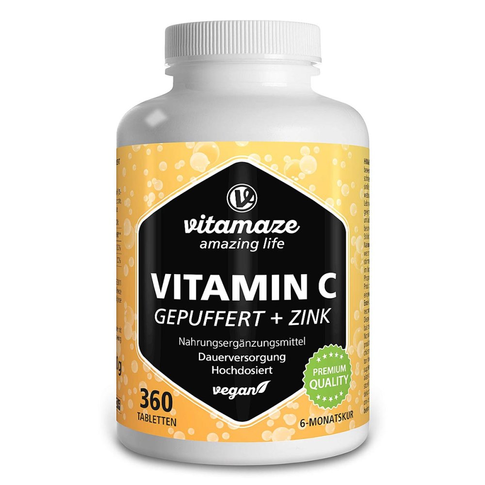 Vitamaze GmbH Vitamin C gepuffert 1000mg hochdosiert + Zink Tabletten 18750888