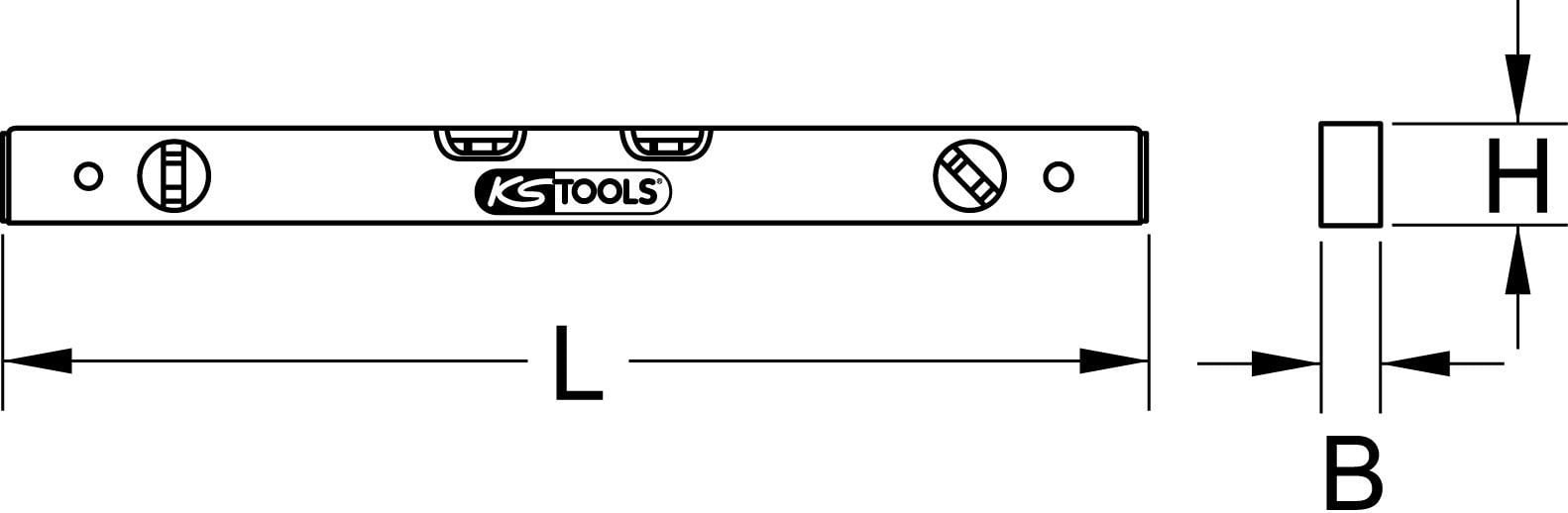 KS Tools aluminium profiel waterpas 1000 mm voor fijne uitlijning