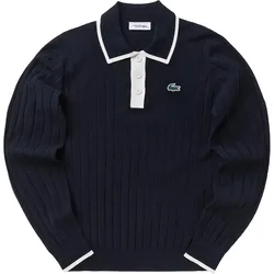 LACOSTE Polo Performance, langarm, navy/weiss