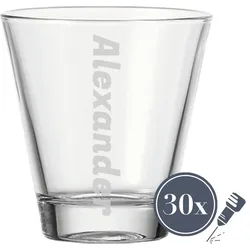 Gravur CIAO Trinkglas 215 ml Name vertikal 30 Stück