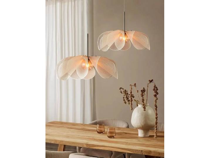 Lampe LED Suspendue en Tissu Nordique, Luminaire Décoratif d'Nik, de Style Crème, Idéal pour un Salon, un Loft ou une Chambre à Coucher