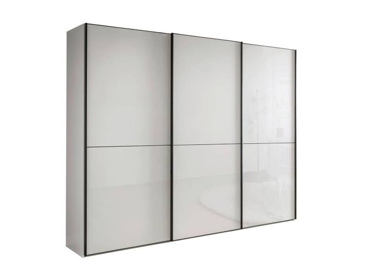 Chameo Schwebetürenschrank, Weiß, Glas, 9 Fächer, 225x236x67 cm, Schlafzimmer, Kleiderschränke, Schwebetürenschränke