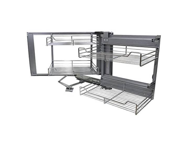 KuKoo Magic Corner Eckschrank Korb Küchenschrank Körbe Schrankauszug Schrankkörbe Küchenkorb Korbauszug Schrankauszüge Schrankkorb Küchen-Regal Soft Close Aufbewahrung 90cm - 100cm rechtsöffnend
