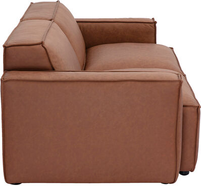 Miliboo Vintage 3-Sitzer Sofa SPLIT aus modulierbarem braunem Leder
