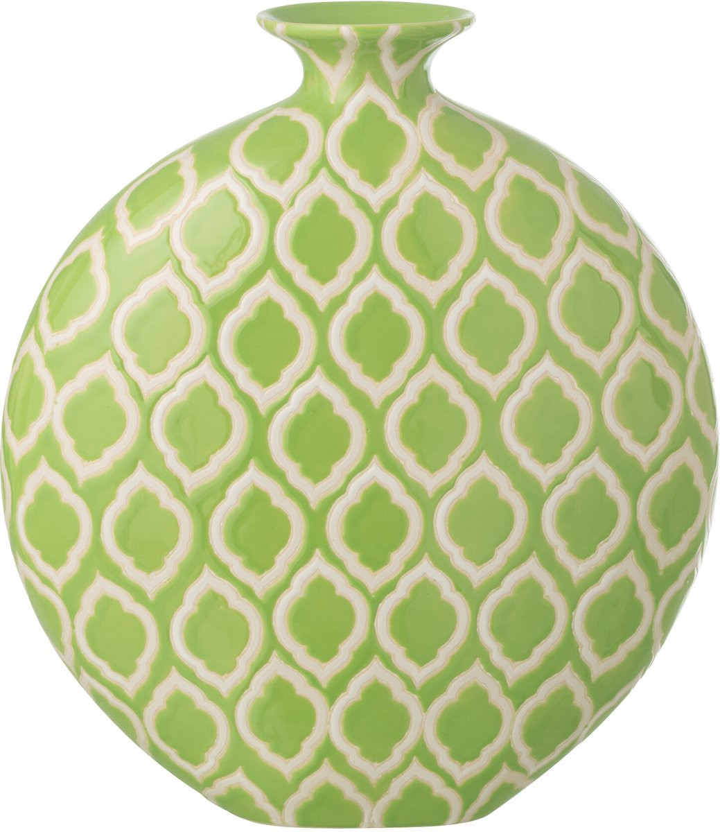 J-Line vaas Geruit porselein groen/wit small