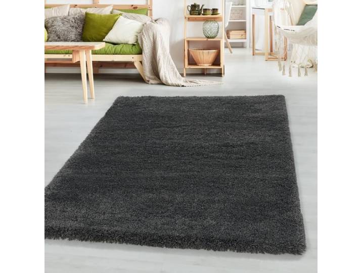 Tapis de salon gris SIMPEX - Poils super doux 50mm - 120x170cm