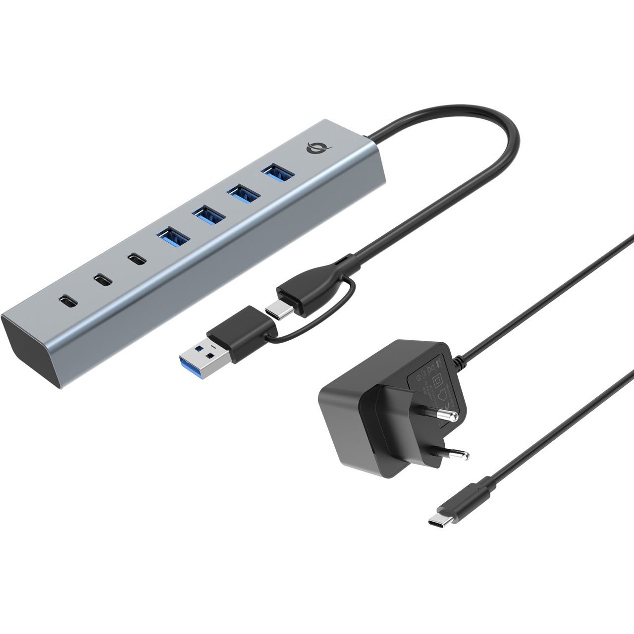 Conceptronic USB-Hub 7-Port 3.2/C->4x3.0 3xUSB-C m.Netz. gr
