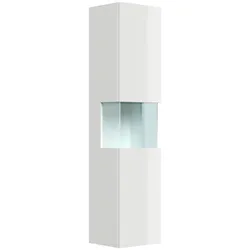 Badezimmer Hochschrank 150cm  Softclose Wandmontage Glaselement weiß Hgl