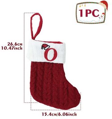 Discount Dollar Deals Christmas Alphabet Knitting Socks For Christmas Tree Ornaments, Decorations For Home Noel New Year Xmas Gift o one red
