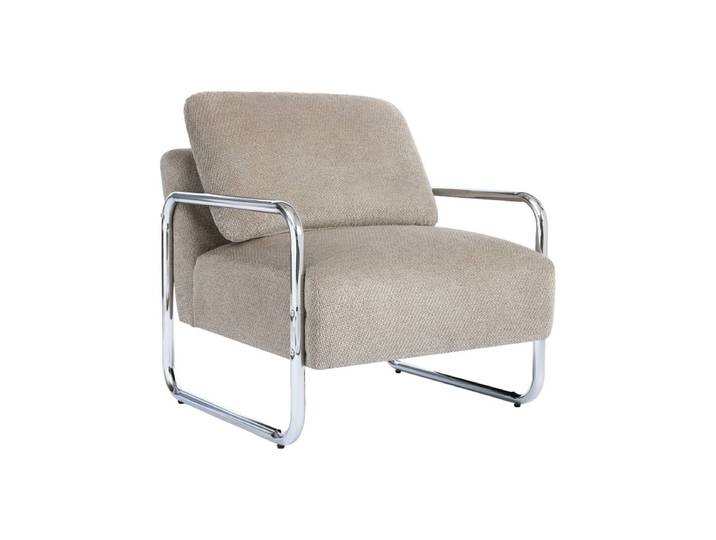 Sweeek Fauteuil vintage tissu chenille armature chromée JOE Beige Foncé