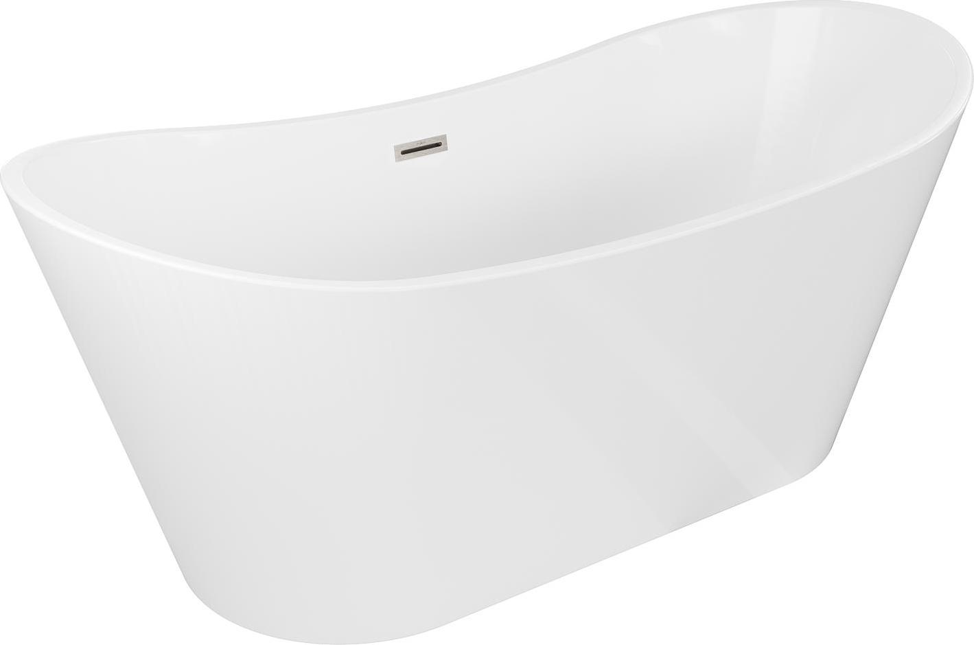 Mexen Montana freistehende Badewanne 180 x 80 cm, weiß, Abfluss vernickelt gebürstet - 52011808000-97
