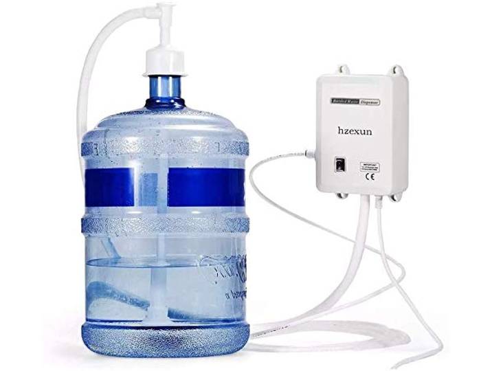 hzexun Wasserflasche Pumpe System Trinkwasserpumpe Tragbar,Wasserspenderpumpe mit 6M Einlassrohr für Kühlschrank, Eismaschine