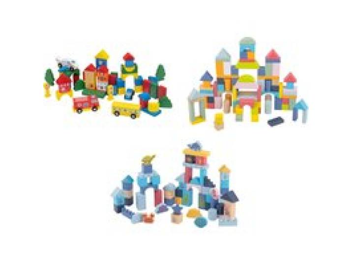 LUPILU® Assortiment de tambours-jouets Ville / Blocs de construction colorés / Monde marin