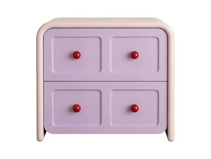 Vielseitig Design-Nachttisch mit Doppelschublade, kleinem runden Griff Schlafzimmer(Purple,Groß)