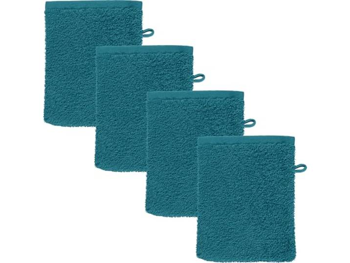 REDBEST Waschhandschuh Oceanside 4er-Pack Leichtfrottier Petrol Größe 16x21 cm