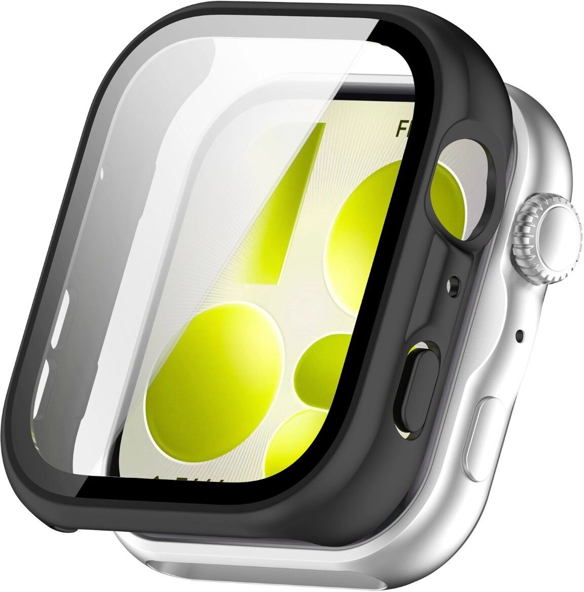 INF Coque intégrée avec protecteur en verre trempé compatible avec Huawei Watch Fit5, coque arrière PC, Noir